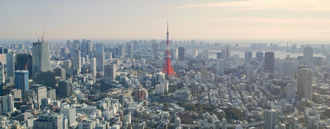 Panorama con Tokyo Tower vista da Roppongi hills