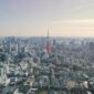 Panorama con Tokyo Tower vista da Roppongi hills