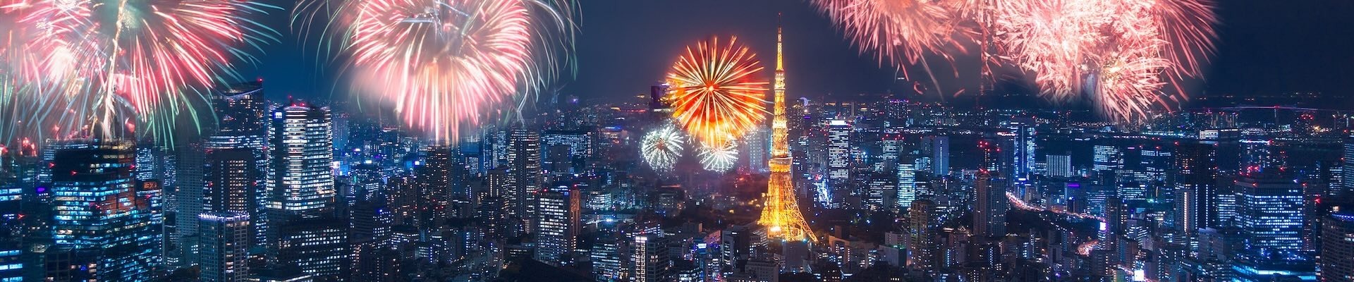 capodanno a Tokyo con fuochi d'artificio